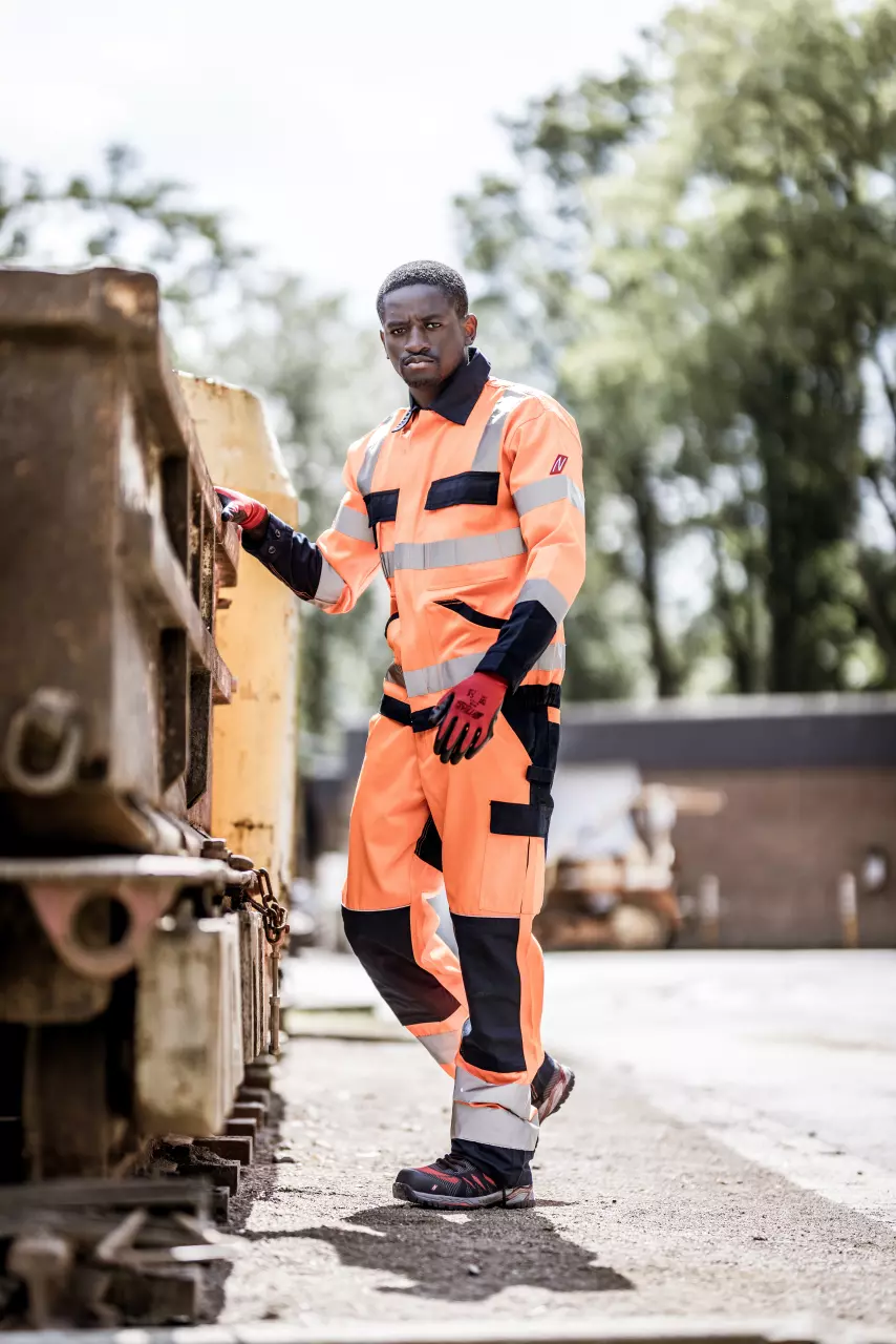 Nitras 7573-4121, MOTION TEX VIZ Reflective Jacket, Neon Orange, image 3, gallery thumbnail