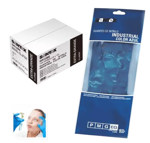 Santex GR12, Nitrile Industrial Gloves, Blue, image 1, gallery thumbnail