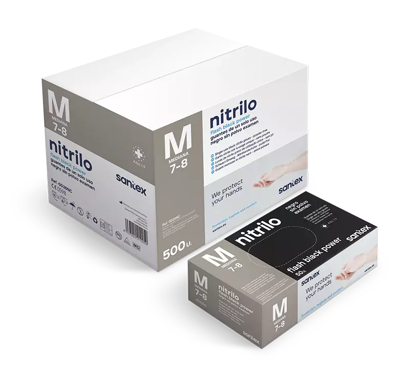 Santex GD26N, Flash Black Power Double Diamond Nitrile Gloves, Black, image 1, gallery thumbnail