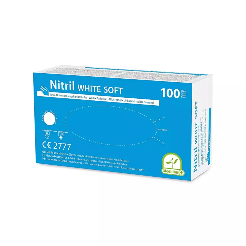 Medi-Inn N11252, White Nitrile Gloves, image 2, gallery thumbnail