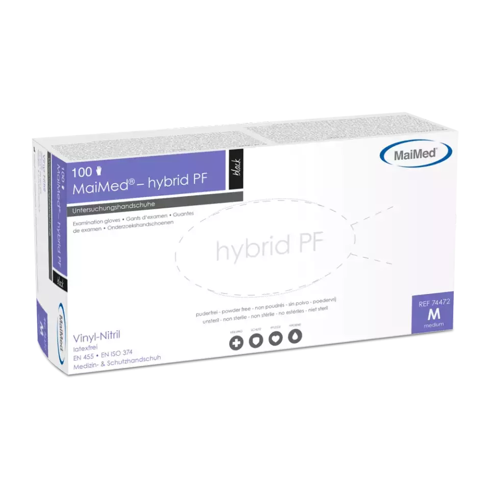 MaiMed 7447, Hybrid PF Vinyl and Nitrile Glove, Black, image 1, gallery thumbnail