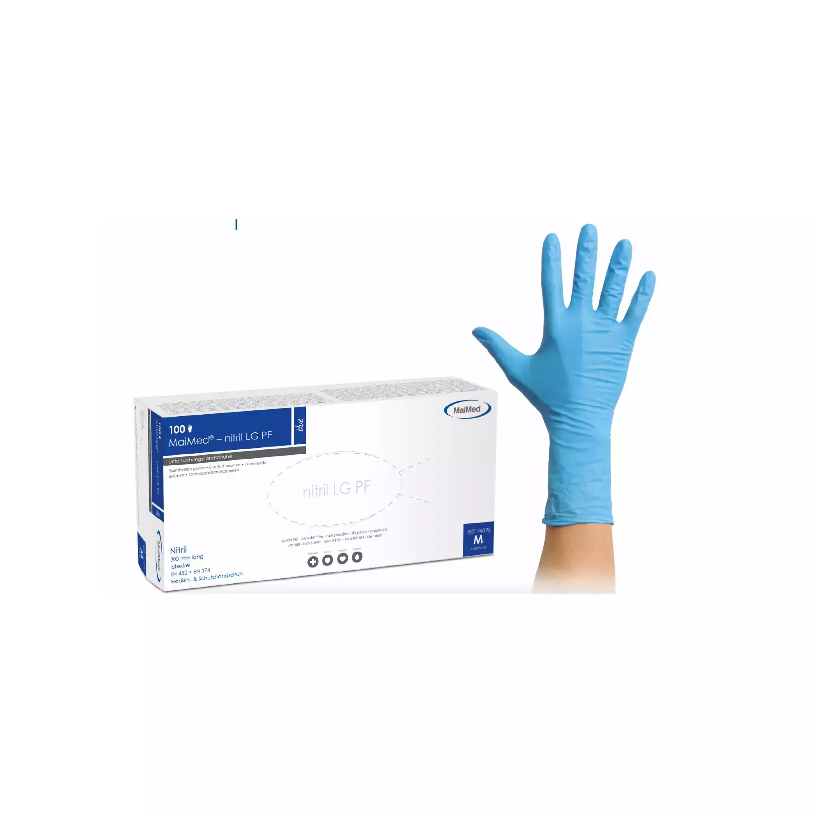 MaiMed 7409, Nitrile LG PF Long Nitrile Glove, Finger Thickness 0.14mm, image 2