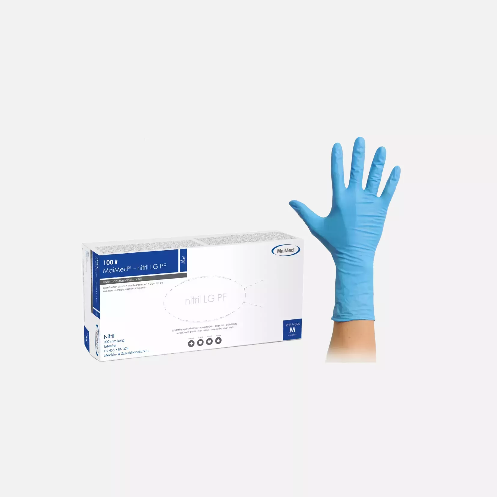 MaiMed 7409, Nitril LG PF Nitrilhandschuh lang, Finger 0,14mm dick, image 2