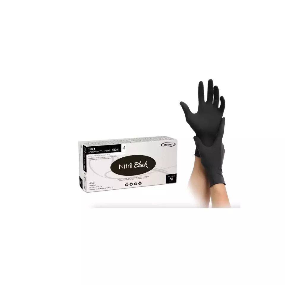 MaiMed 7684, Nitril Black Black Nitrile Glove, image 1, gallery thumbnail