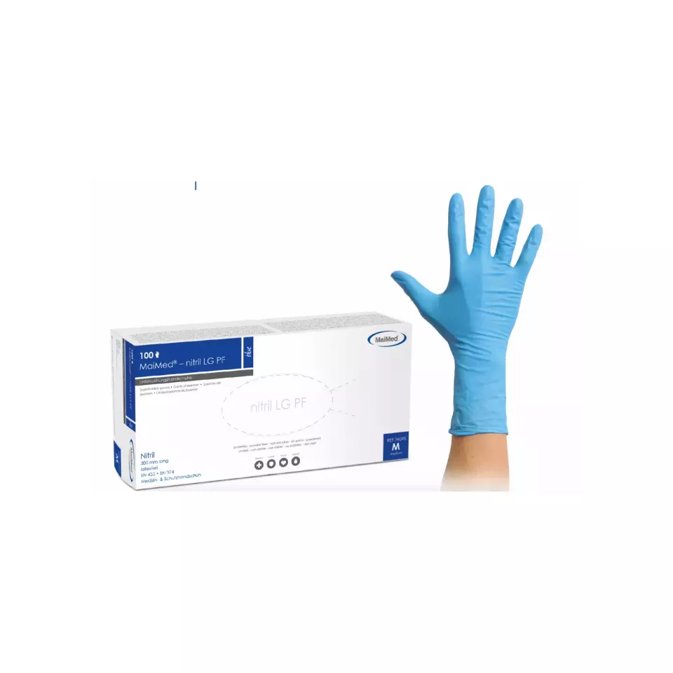 MaiMed 7409, Nitrile LG PF Long Nitrile Glove, Finger Thickness 0.14mm, image 2, gallery thumbnail
